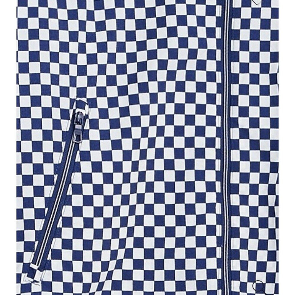 J. Crew NWT Navy White Anorak XL Checkerboard Active Woman Hooded Zipper Jacket - Picture 10 of 13